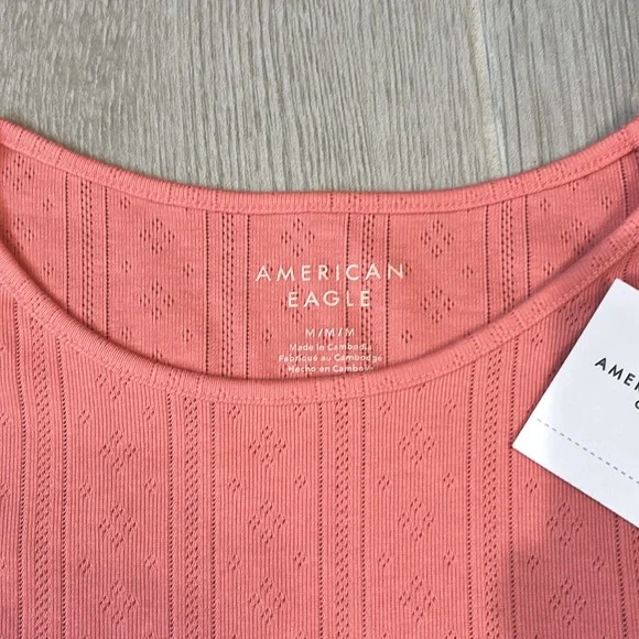 American Eagle Outfitters Pink Ribbed Long Sleeve Tee - Picture 2 of 3